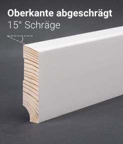 Sockelleiste - Kiefer weiß - Oberkante abgeschrägt 58 x 15